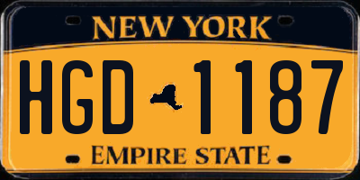 NY license plate HGD1187