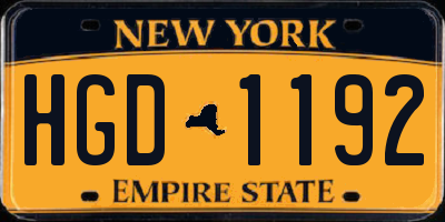NY license plate HGD1192