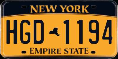 NY license plate HGD1194
