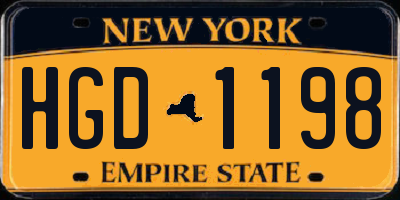 NY license plate HGD1198