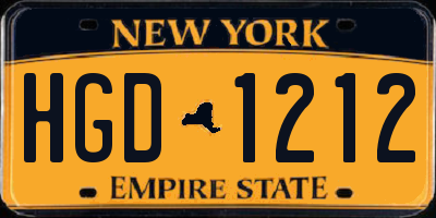 NY license plate HGD1212