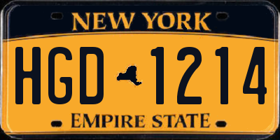 NY license plate HGD1214