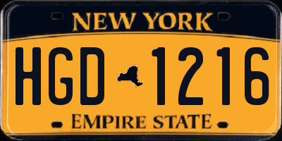 NY license plate HGD1216