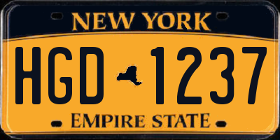 NY license plate HGD1237