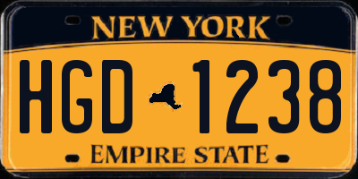 NY license plate HGD1238