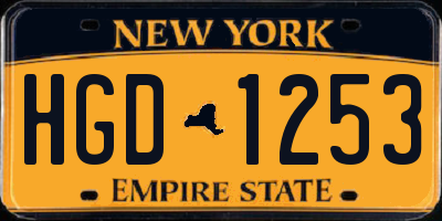 NY license plate HGD1253