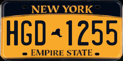 NY license plate HGD1255