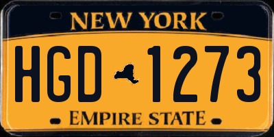 NY license plate HGD1273