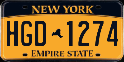 NY license plate HGD1274