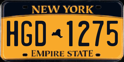 NY license plate HGD1275