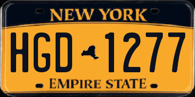 NY license plate HGD1277