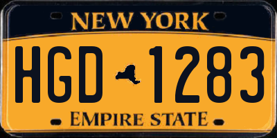NY license plate HGD1283
