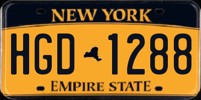 NY license plate HGD1288