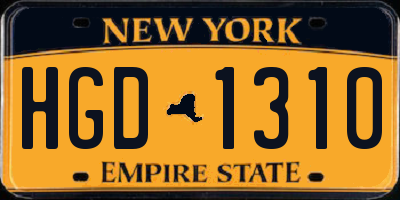 NY license plate HGD1310