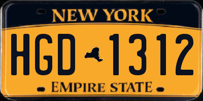 NY license plate HGD1312
