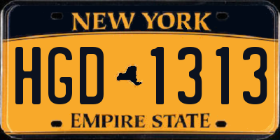 NY license plate HGD1313