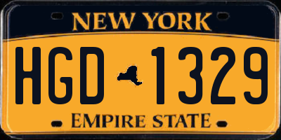 NY license plate HGD1329