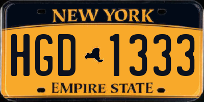 NY license plate HGD1333