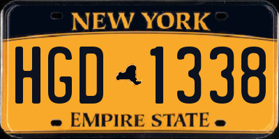 NY license plate HGD1338