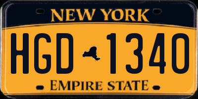 NY license plate HGD1340