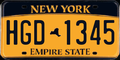 NY license plate HGD1345