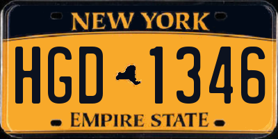 NY license plate HGD1346