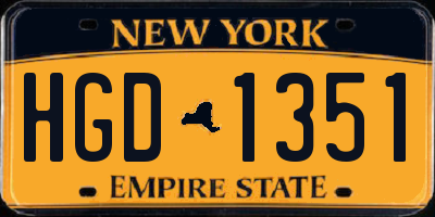 NY license plate HGD1351