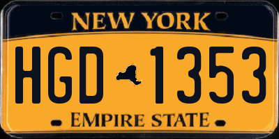 NY license plate HGD1353