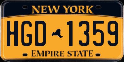 NY license plate HGD1359