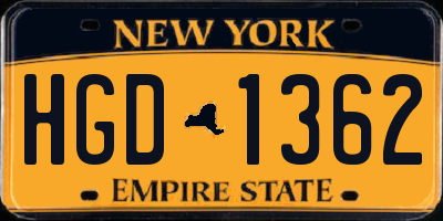 NY license plate HGD1362
