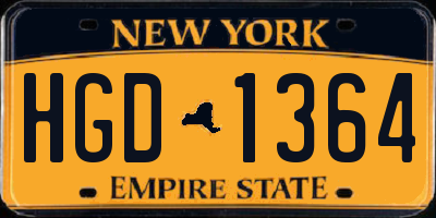 NY license plate HGD1364