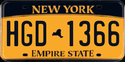 NY license plate HGD1366