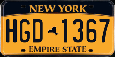 NY license plate HGD1367