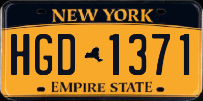 NY license plate HGD1371