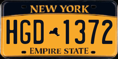 NY license plate HGD1372