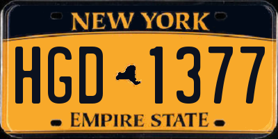 NY license plate HGD1377