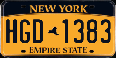 NY license plate HGD1383