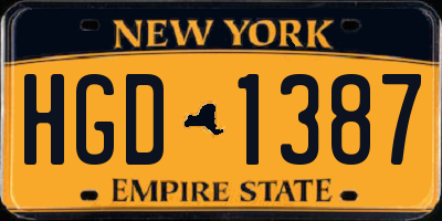 NY license plate HGD1387