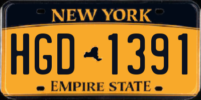 NY license plate HGD1391