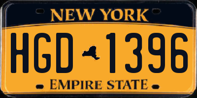 NY license plate HGD1396