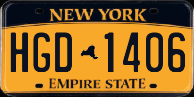 NY license plate HGD1406