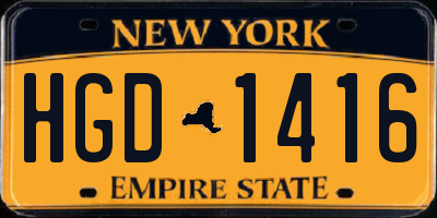 NY license plate HGD1416