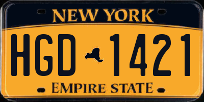 NY license plate HGD1421