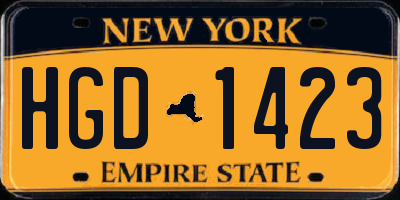 NY license plate HGD1423