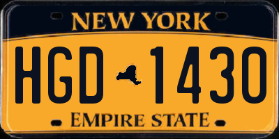 NY license plate HGD1430