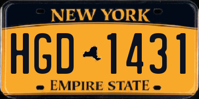NY license plate HGD1431