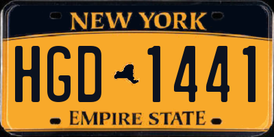 NY license plate HGD1441