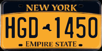 NY license plate HGD1450