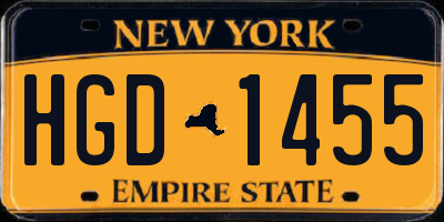 NY license plate HGD1455