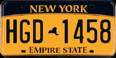 NY license plate HGD1458